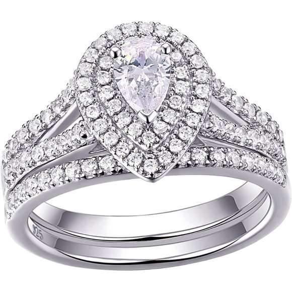 Jewelry - 💎 1.3ctw CZ Pear Bridal Set – 925 Sterling Silver 💋